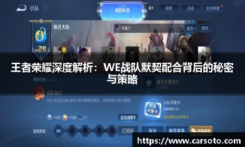 王者荣耀深度解析：WE战队默契配合背后的秘密与策略